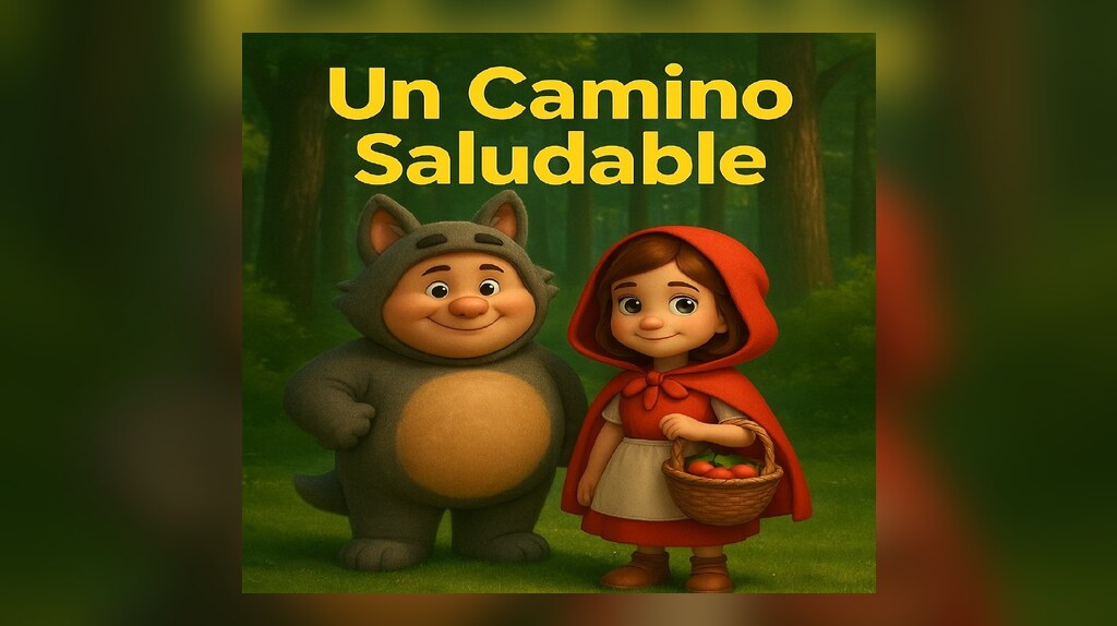 Cartel de Caperucita y el Lobo Feroz: Un Camino Saludable